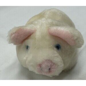 Vintage Ace Novelty Company Pink Pig Blue Eyes Small Stuffed Animal Toy RARE 6”